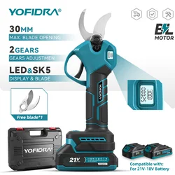 Yofidra fırçasız elektrikli budayıcı budama makası 30mm şarj edilebilir makas meyve ağacı bahçe elektrikli el aletleri Makita 18V pil