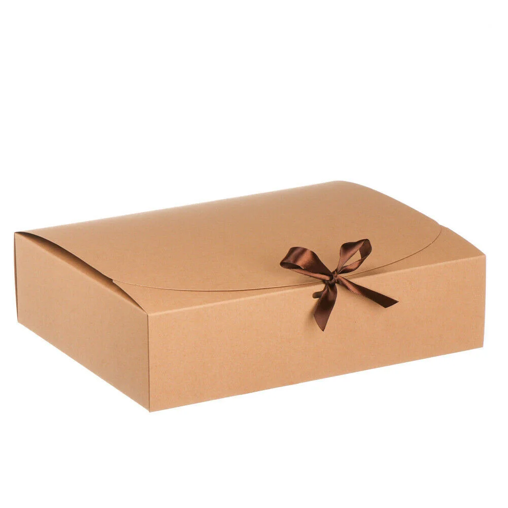 10Pcs Vierkante Kraft Papier Doos Kartonnen Verpakking Valentijnsdag Bruiloft Pasen Party Gift Box Met Linten Snoep Opslag