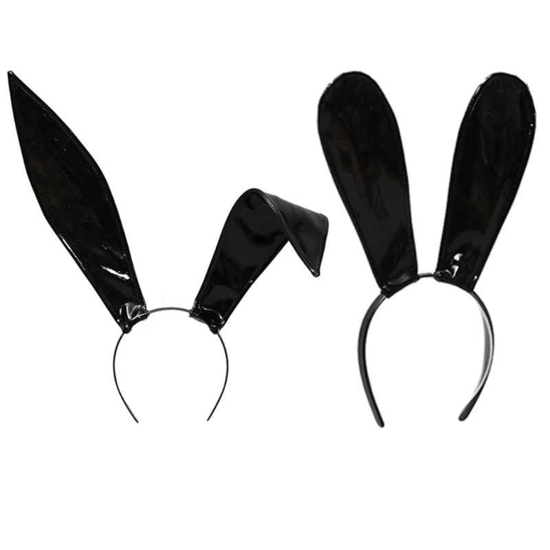 Rabbit Ears Headbands Leather Animal Hairband Handmade Cosplay Hair Accessorie Drop Shipping