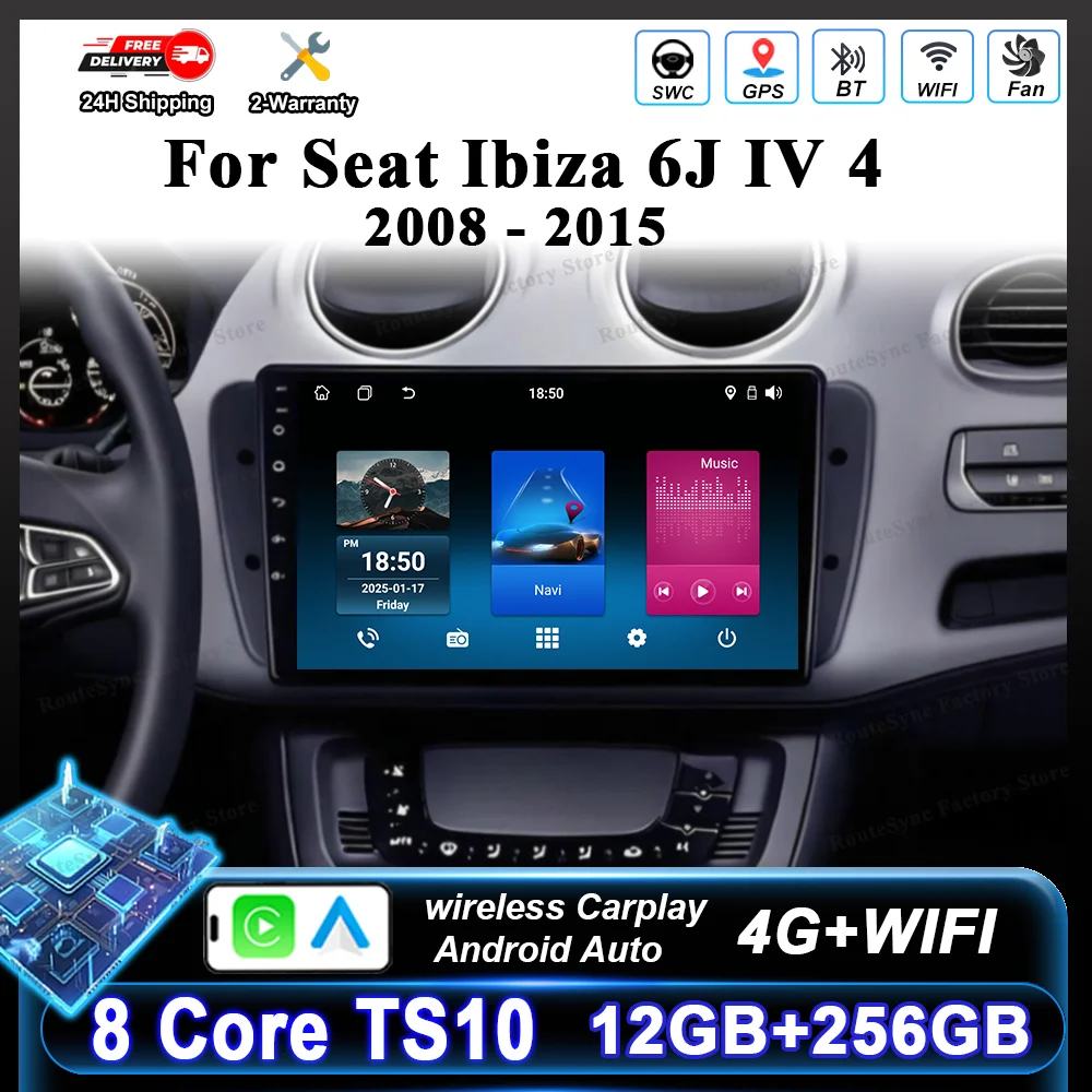 

Android 16 Car DVD For Seat Ibiza 6J IV 4 2008 -2015 Auto Radio Stereo GPS Navigation Multimidia Player Carplay Android Auto 4G