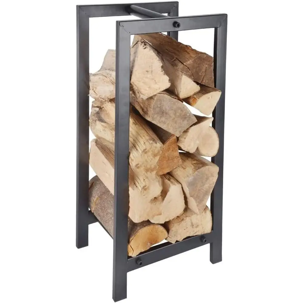 

Outdoor Wrought Iron Log Holder with Storage Rack for Fireplace Tools and Wood