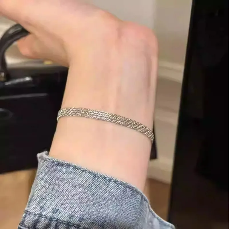 الكورية الحد الأدنى الرجعية الدانتيل حزام سوار للنساء بسيط فضي ذهبي أساور فاخرة الأزياء والمجوهرات الفتيات الإكسسوار #4