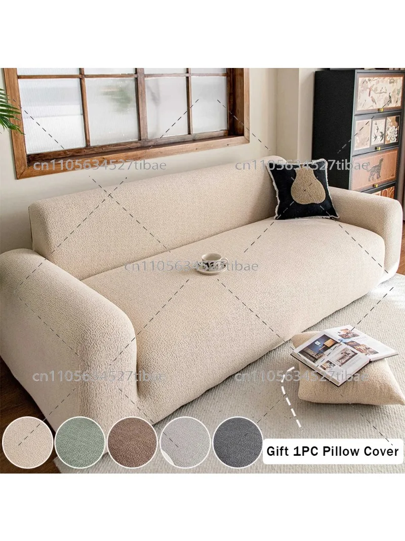 All-inclusive New Cream Style Polar Fleece Sofa Cover- Non-Slip & Cat-Scratch Soft Cushion Protector for Home Sofa Decoration