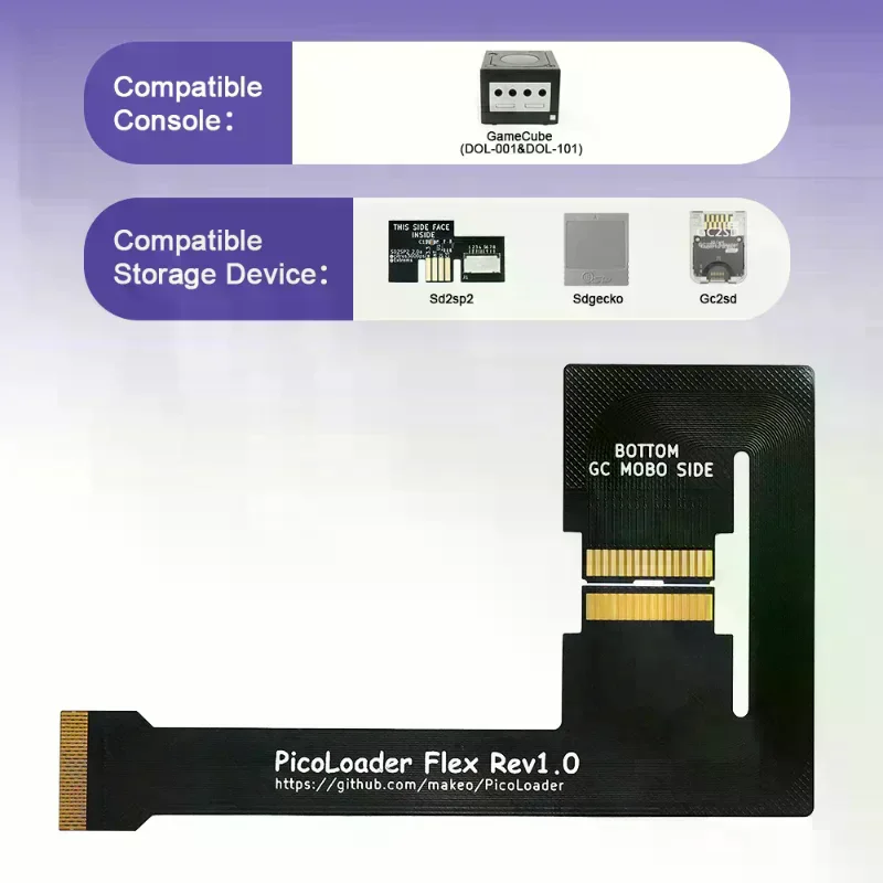 

1 комплект аксессуаров для игровой консоли GameCube, гибкий кабель PicoLoader, дизайн без пайки, совместимый с SD2SP2 GC2SD SDGecko