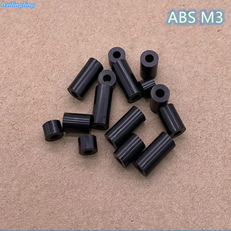 M3 ODxIDxH   100-1000 PCS Black Insulating Column Plastic Gasket Nylon Straight Through Column Sleeve ABS Padded Hole  Spacer