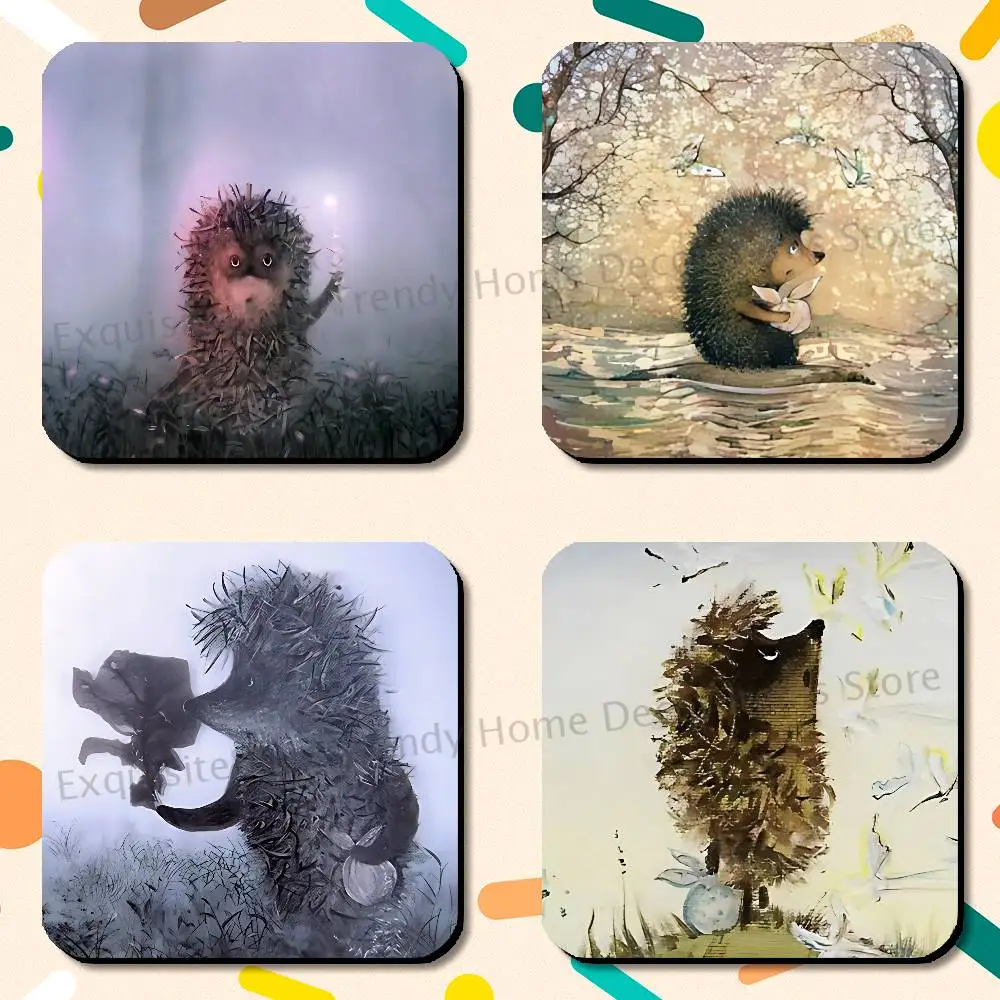 H-Hedgehog in the F-Fog 75x75mm Frigerator Magnet Square Stickers Personalize Fridge Refrigerator Wall Door Decoration