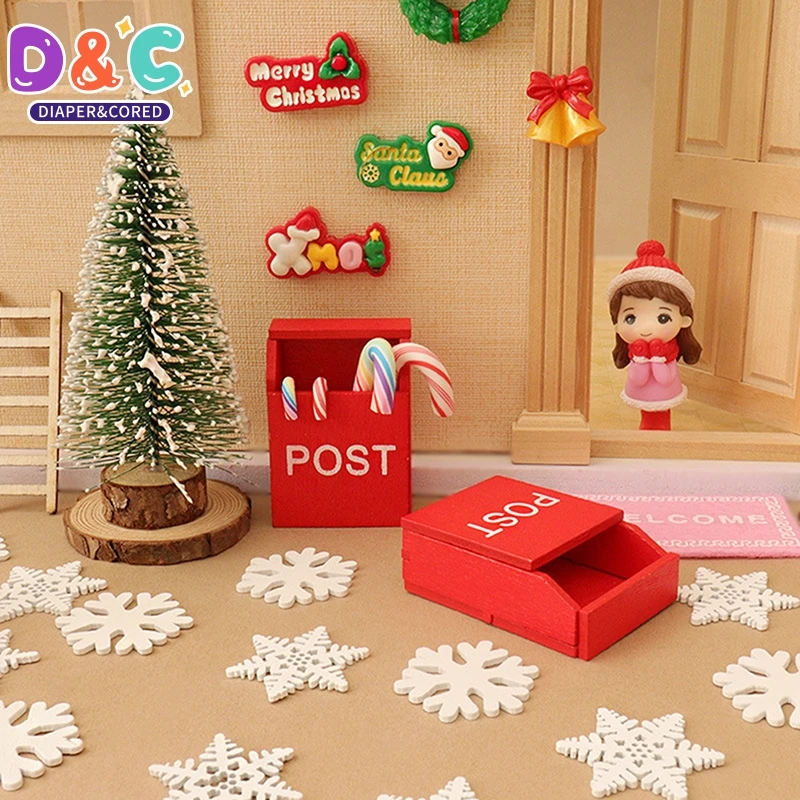 Dollhouse Mini Christmas Tree Mailbox snowflake Christmas Scene Decoration Ornaments Home Decor Miniatures