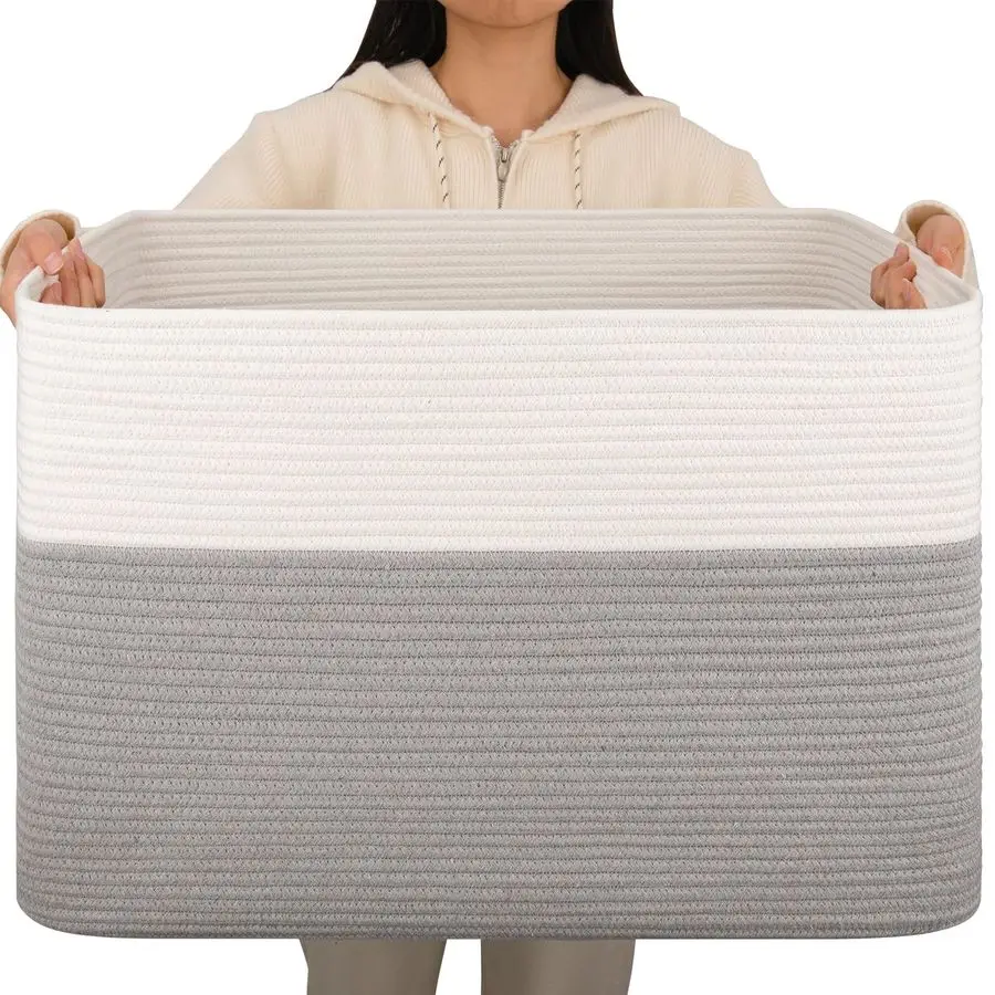 

Очень большая корзина для одеял объемом 108 л, корзина для белья 25x16x16, хранилище одеял для гостиной, хранилище игрушек для собак с ручкой, серый усилитель