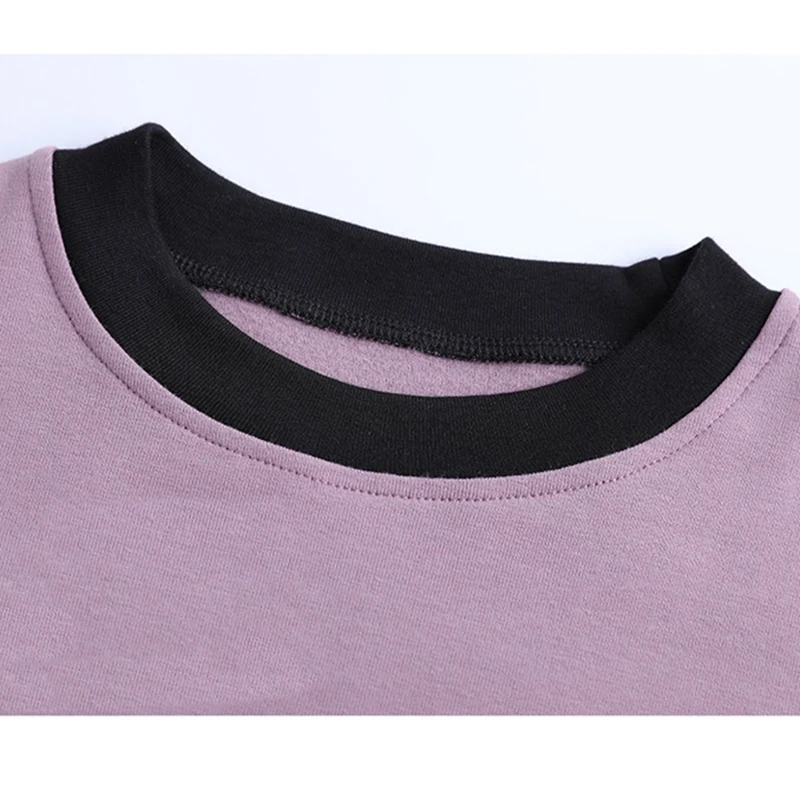 Camiseta de algodón para Mujer, ropa de moda coreana, Tops de cuello redondo, retales, camisetas ajustadas de manga larga para Mujer, primavera y