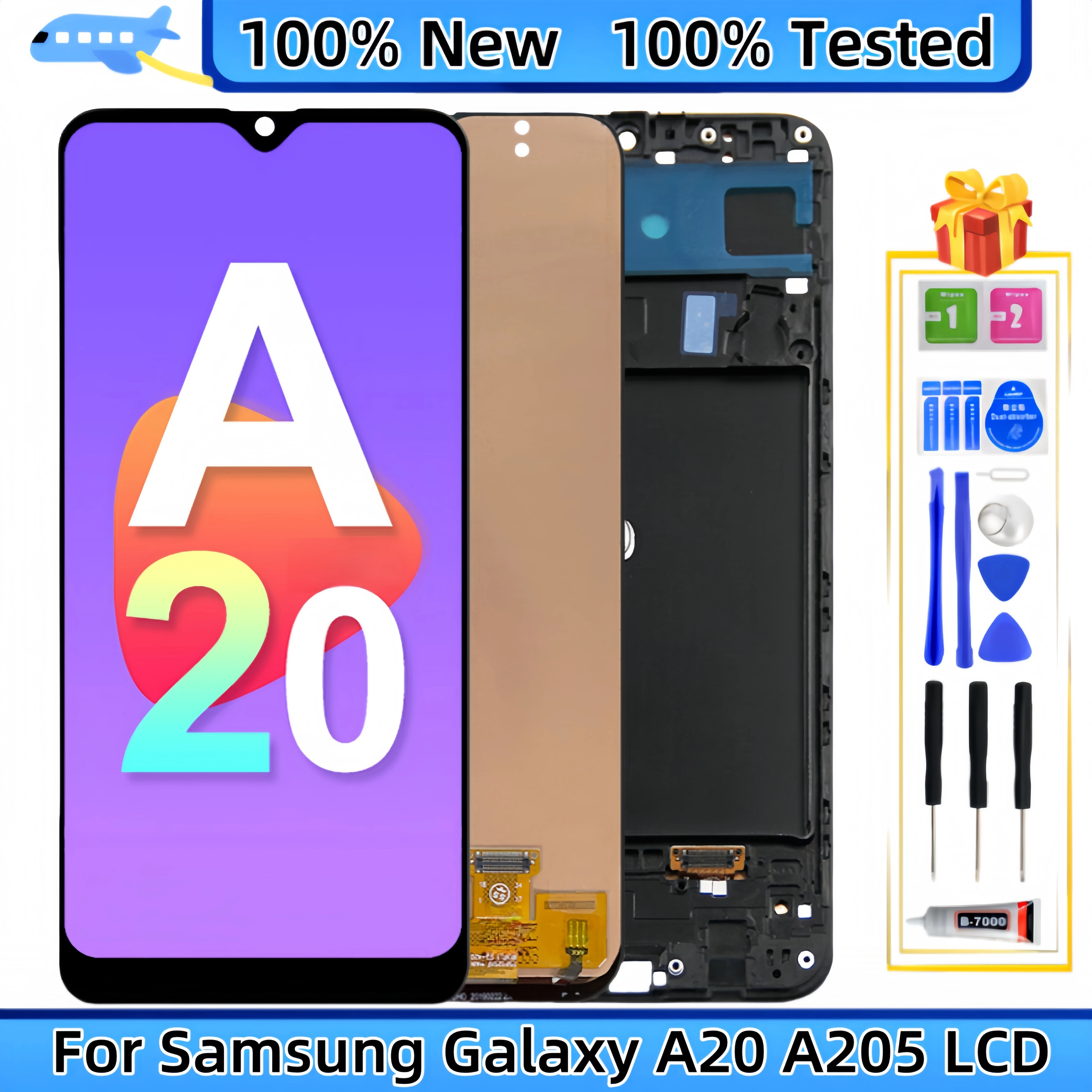 LCD Display Touch Screen Digitizer Assembly Replacement, for Samsung Galaxy A20,A205F, A205FN,A205G, A205YN, A205W, A205U, A205S