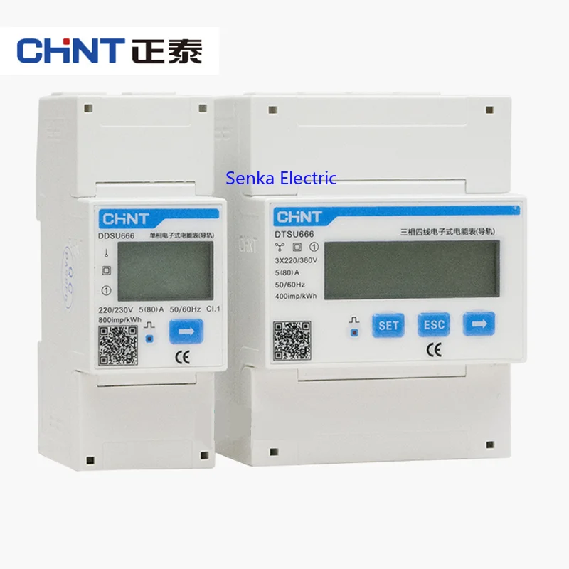 CHINT Multifunction Power Programable V A W KWH DTSU666 RS485 Energy Meter 1 / 3 Phase 220V 380V Digital Watt-hour DDSU666