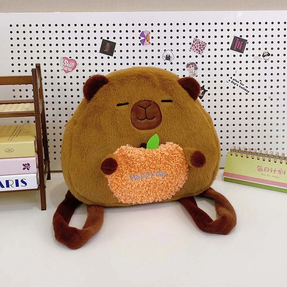 

Furry Cute Plush Capybara Daypack Soft Thickened Capybara Shoulder Bag Lightweight PP Cotton Cartoon Doll Backpack Daily