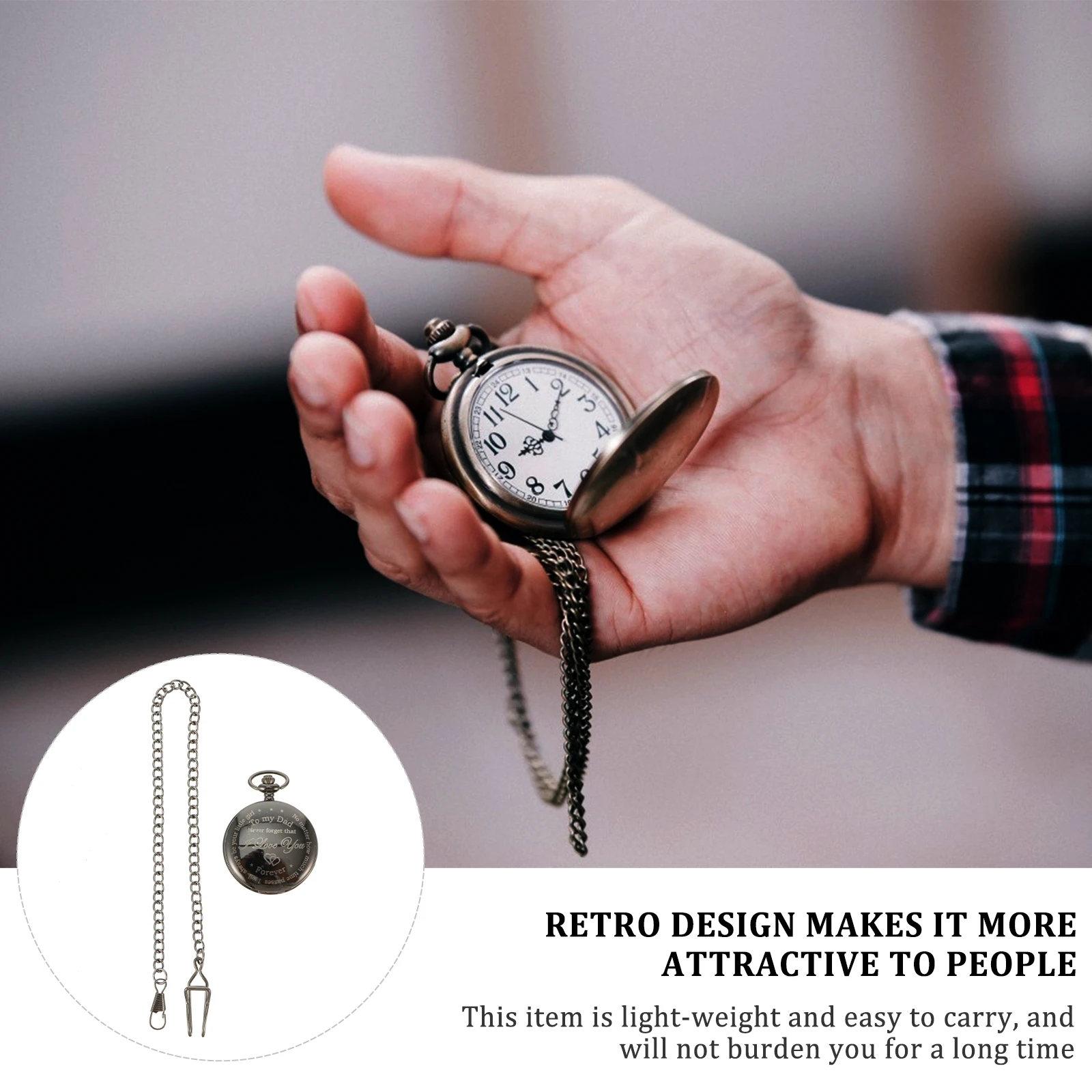 Vintage Pocket Watch Necklace Quartz Pendant Hanging Clothing Accessories Movement