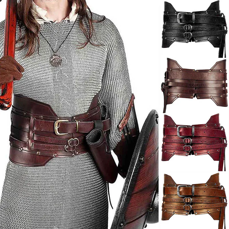 Fantasia pirata viking medieval para homens e mulheres, cinto largo vintage, armadura de cavaleiro, cosplay adulto, adereços extravagantes, acessórios, idade média