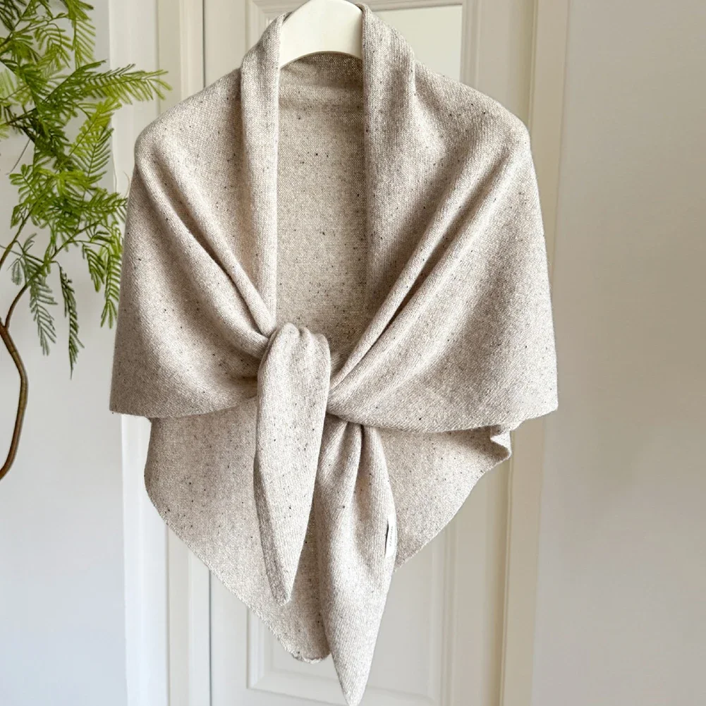 

Шерстяной треугольный шарф, большая шаль для женщин, утолщенный теплый зимний шейный платок, элегантный аксессуар для повседневной одежды