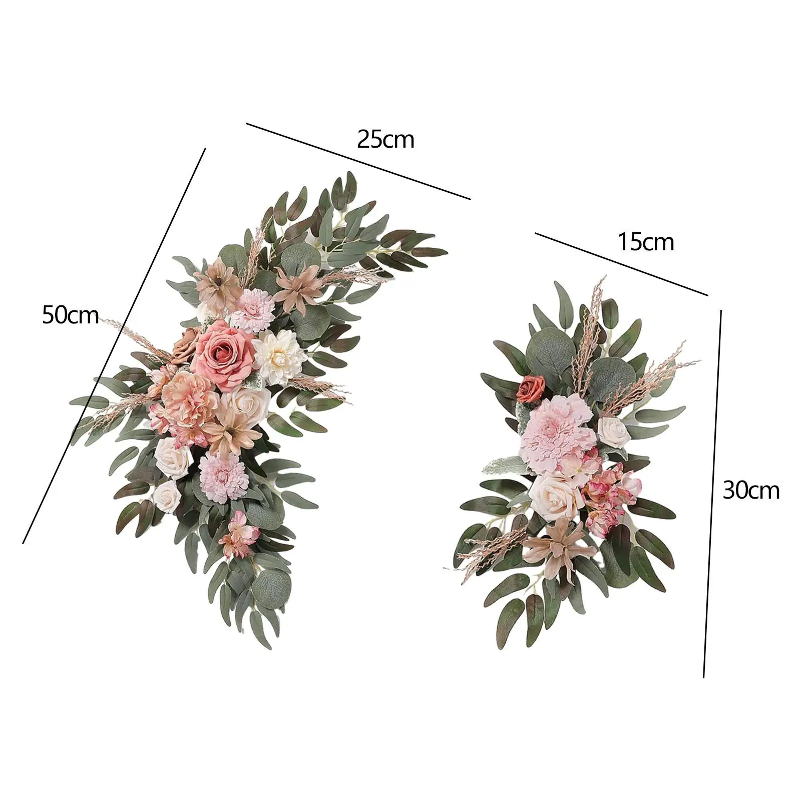 2 個のシルクフラワーウェディングアーチリースハンギング素朴な、造花盗品花の背景ドア結婚式の車のセレモニー