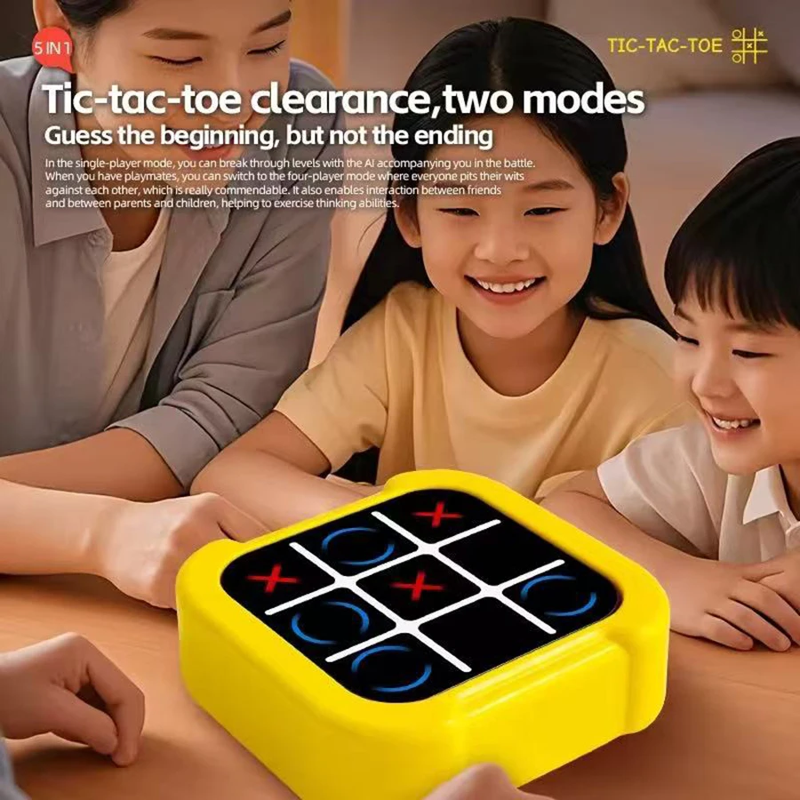 1 piece- Tic Tac Toe Board Multifunctional Electronic Game Montessori Puzzle Table Game Chess Board Set Adults Children Portable