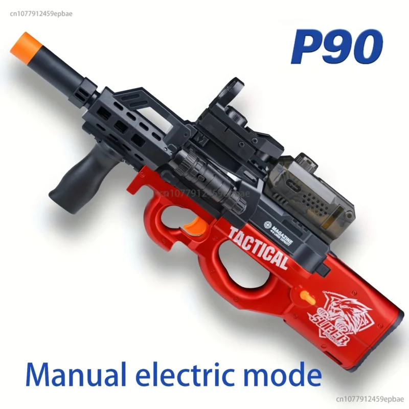 P90電動ジェルボールガン,手動および自動,デュアルモード,ドラムサイト,射撃,チームゲーム