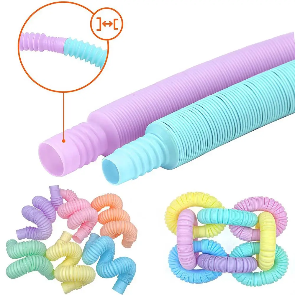 Decompression Toys Pop Tube Children Adult Corrugated DIY Stretch Tube Macaron Color Stretch Plastic Tube Anti Stress  Fidget