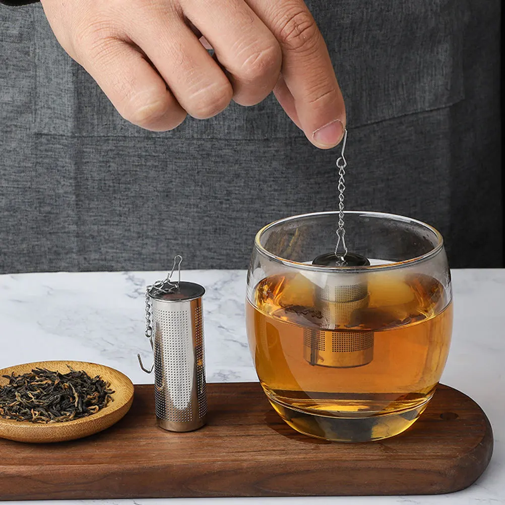 

2Pcs High-End Stainless Steel Tea Strainer Easy Placement Chain Design for Hot Tea Brewing Infuser Kitchenn Supplies