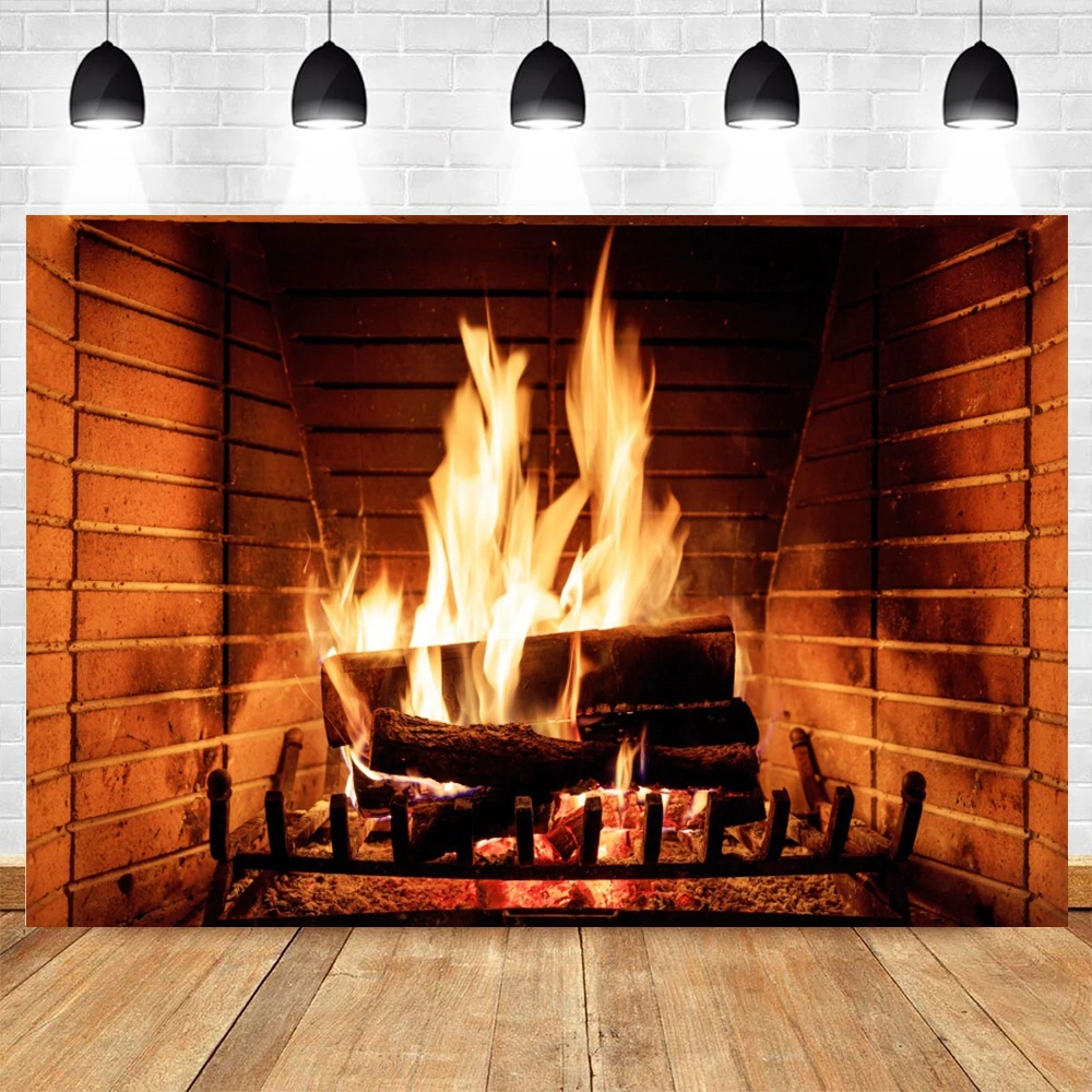 Christmas Winter Fireplace Fire Backdrop Photographic Room Decor Baby Background Photography For Photo Studio Photophone