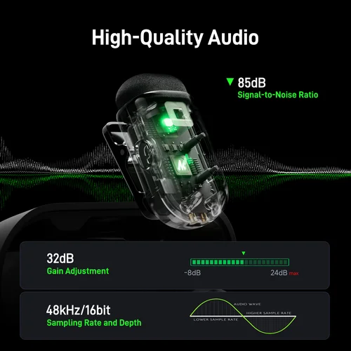 Imagen 2 del producto MAONO T1mini micrófono de solapa inalámbrico para iPhone Android Tablet PC con cancelación de ruido configuración de aplicación para grabación de Audio y vídeo