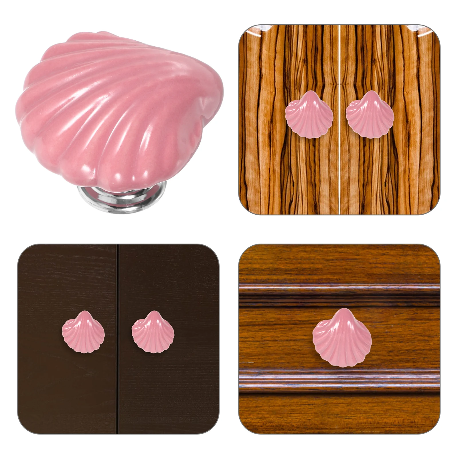 

Shell-shaped Cabinet Handles Seashells Drawer Pull Door Pink Ceramic Knobs Child