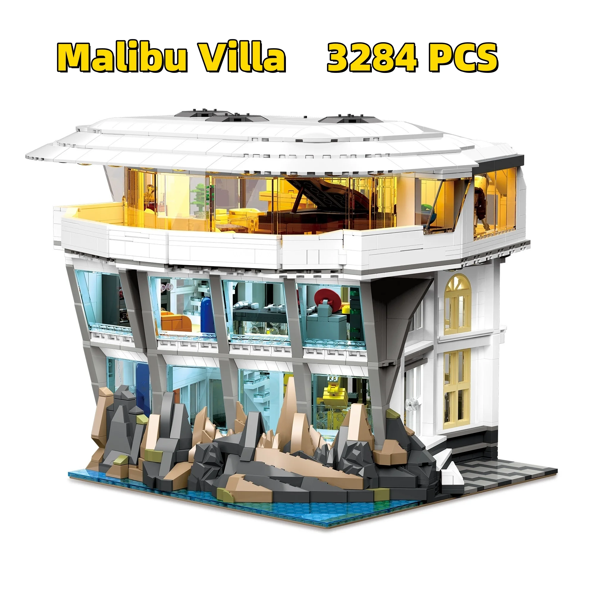 

3284pcs Malibu Villa Building Model Kit - NO.58280 Assembly Blocks Architectural Replica Educational Toy for Adults And Kids