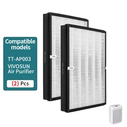 TT-AP003 Filter Replacement, Compatible with TaoTronics TT-AP003 and VIVOSUN 5-in-1 Air Purifiers, 2 Pack