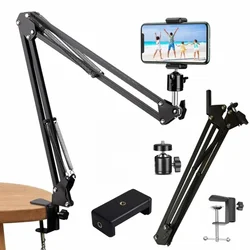 Long Arm Desk Tripod Phone Stand Table 360° Rotation Laptop Adjustable Flexible Universal Bracket Mount Clamp Table Bracket