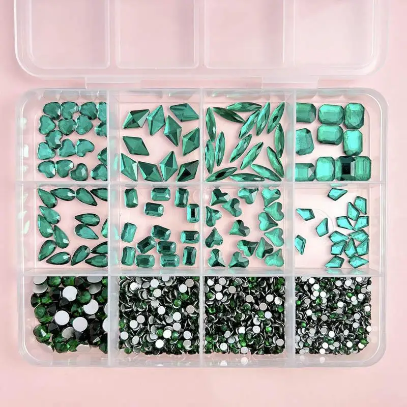 1Box Irregular Colorful Mini Nail Rhinestones Mutiple Styles Geometric Flatback Nail Art Crystal for Handmade DIY Manicure