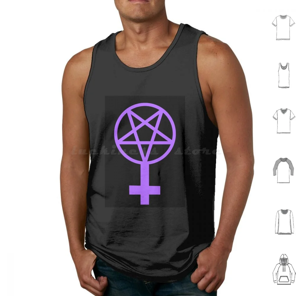 Feminist Pentagram-- Purple On A Black Background Tank Tops Vest Sleeveless Satanic Satan Baphomet Satanic Temple