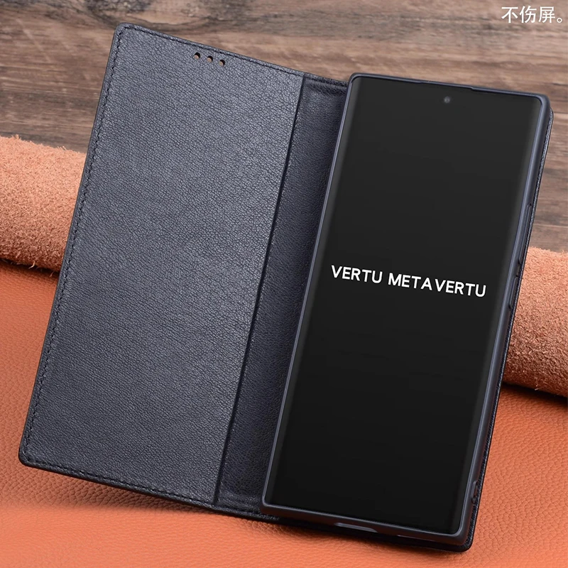 New Arrival Genuine Leather Case for VERTU METAVERTU Carcasa Magnetic Flip Phone Cover Bag for Vertu Web3 Funda Skin Coque Capa