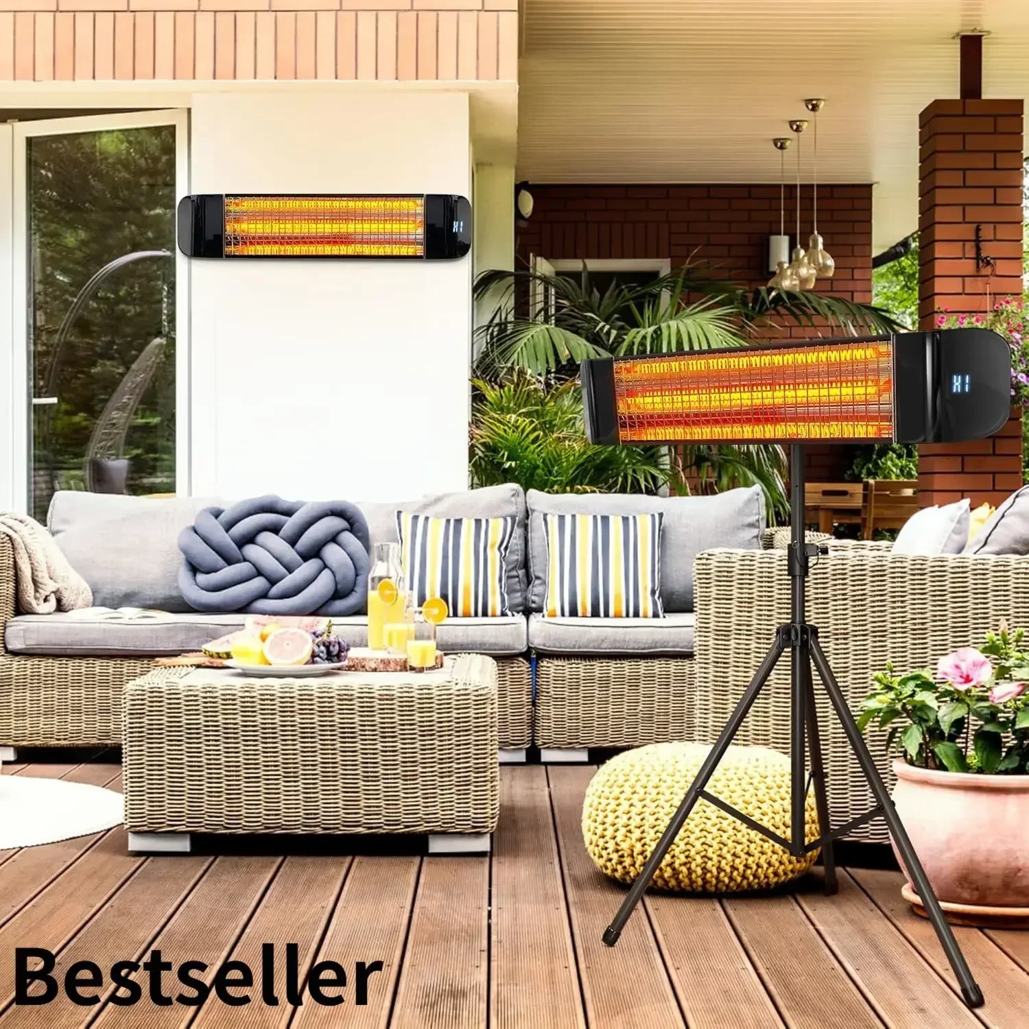 Hot salesElectric Outdoor Heater, Infrared Patio Heater for Outdoor/Indoor Use, Wall Mounted/Ceiling/Tripod Infrared Heater Outd