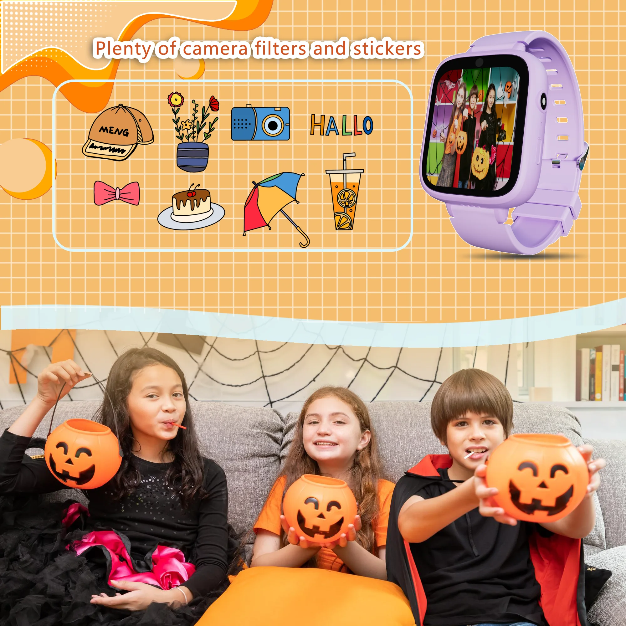 Smart Watch for Kids With 5 Games Alarm Clock Touchscreen Calendaring Camera Music Player Time Display Video & Audio Recording