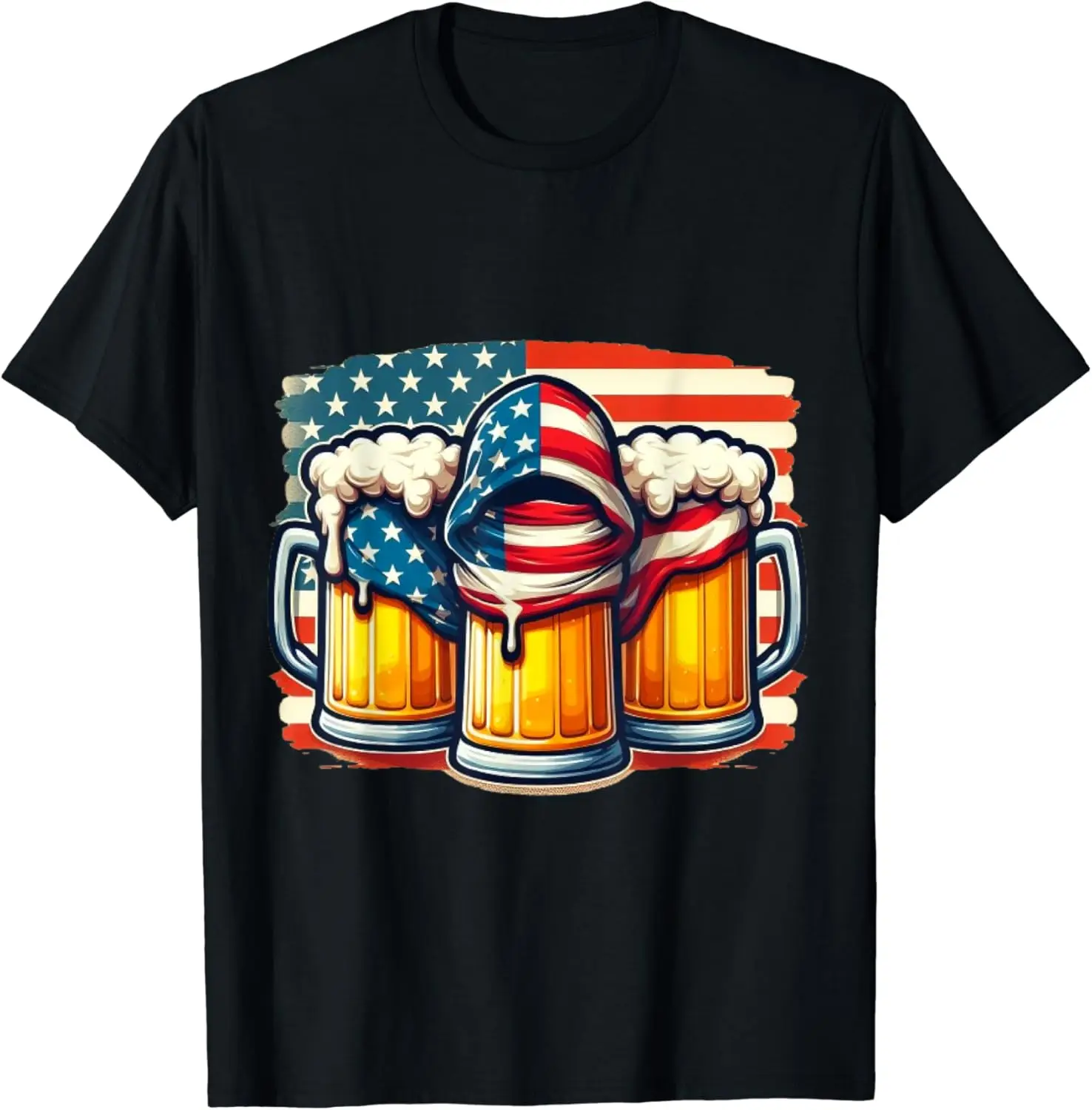 

Beer American Flag 4th of July Men Women Drinking USA T-Shirt