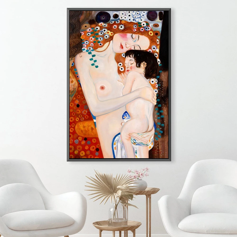 Hand Painted Oil Painting maternity after Klimt painting oil on canvas maternity oil painting on canvas decorative painting