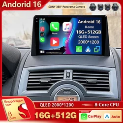 Android 16 For Renault Megane 2 2002-2009 2K QLED Android Car Radio Multimedia Video Player GPS Stereo CarPlay 4G Navigationv BT