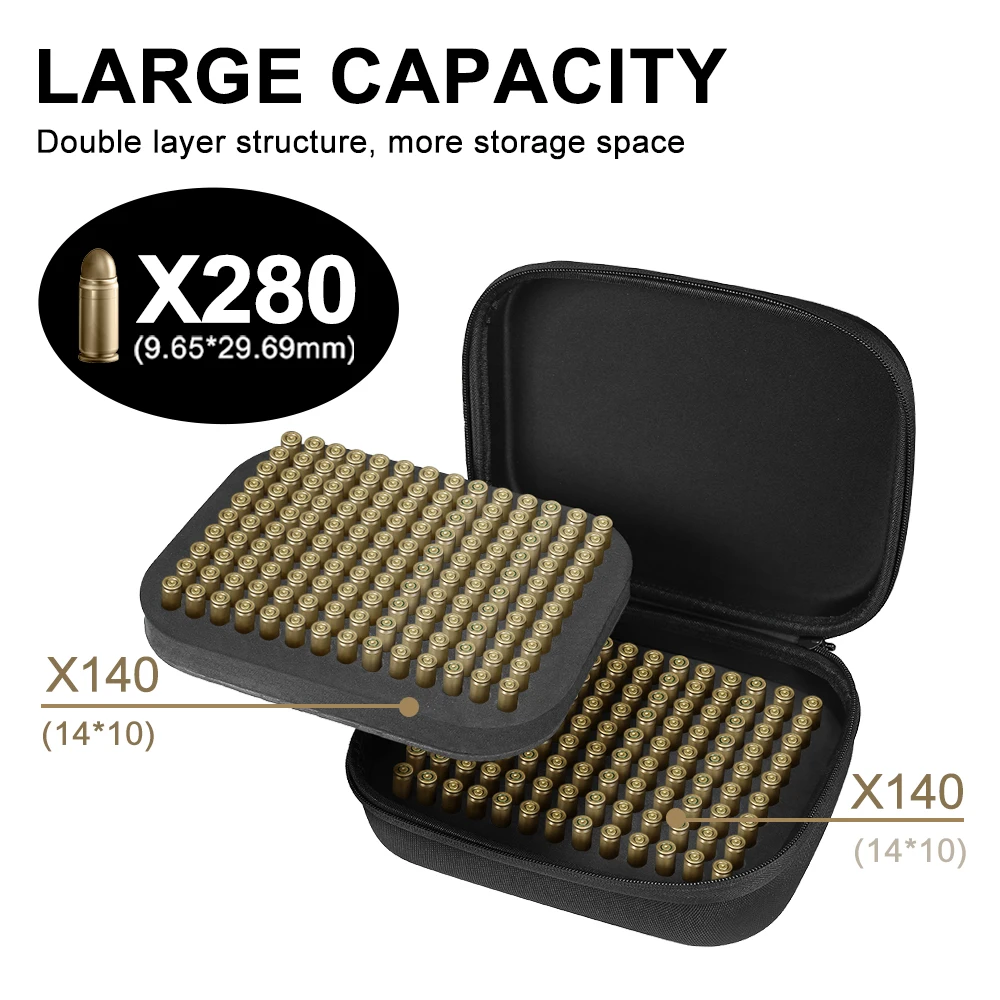 280 Rounds Ammo Pouches Ammo Box Ammo Storage Case Bullet Box Ammunition Handbag Cartridge Storage Case fits 9mm EDC Tool Pouch