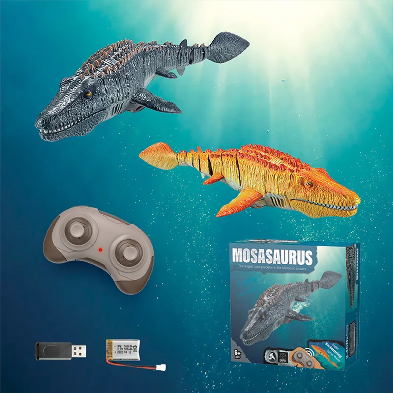 Simulazione oversize 2.4G Mosasaurus Electric RC Boat Water Floating Spraying Radio Control Dinosaur Model Toy Gift for Kids