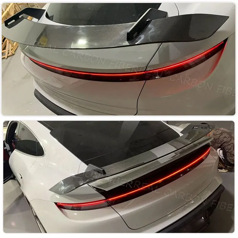 أجنحة سبويلر خلفية من ألياف الكربون بالكامل لبورشه تايكان 9J1 قاعدة 4S سيدان 2019-2025 سبويلر خلفي للسيارة طقم جناح للشفاه