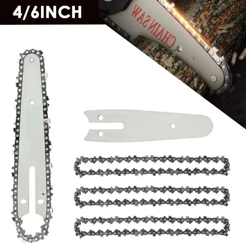 

1/4" Electric Saw Chain 4inch 6inch 37DL,Mini Saws Blades Guide Bar Sharp Chainsaws Parts Set Steel 4/6inch Chainsaws Chains