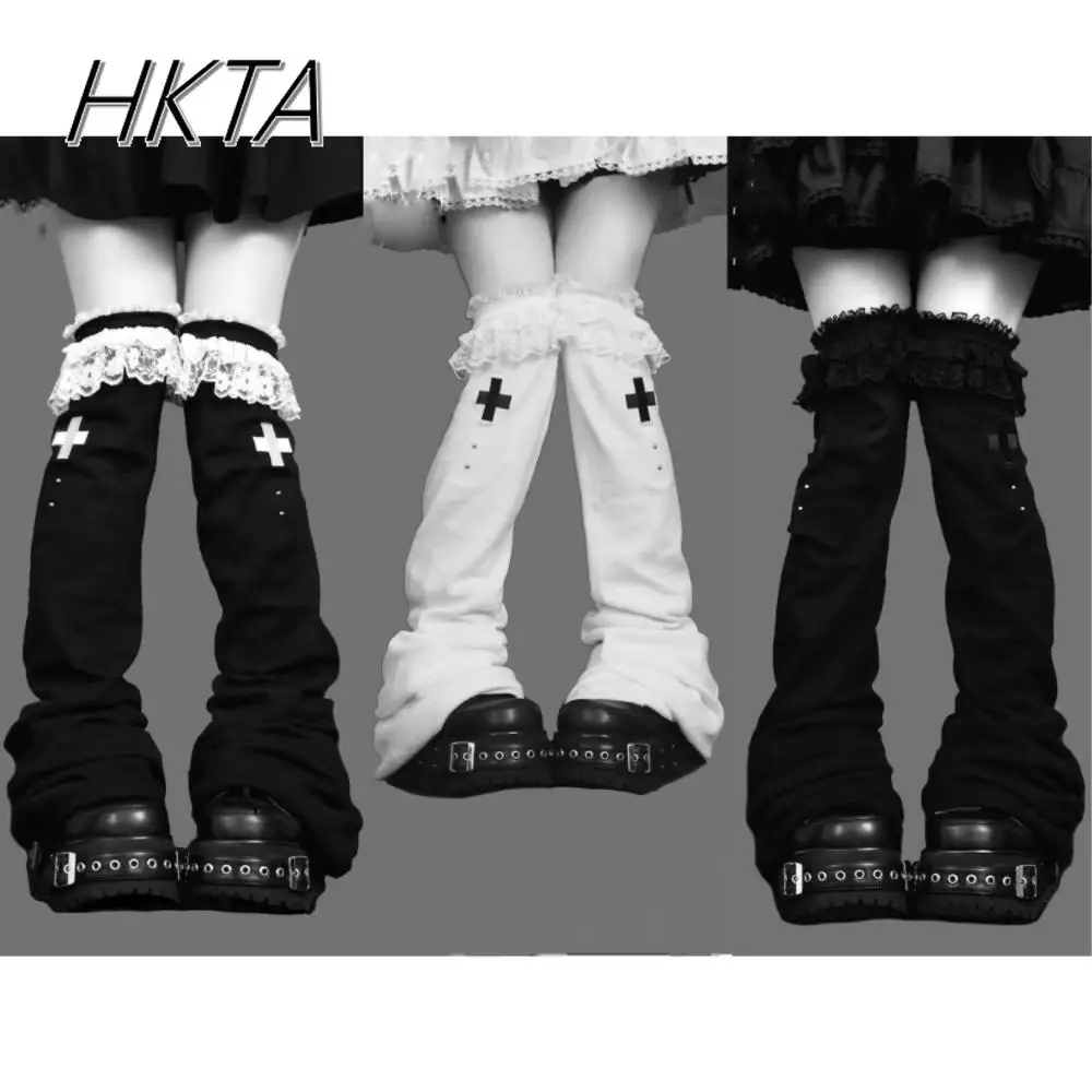 Lolita Wide Leg Sockings Lace Mine Tied Over Knee Stack Horn High Tube Leg Cover Harajuku Y2K Knee High Socks Women Long Socks