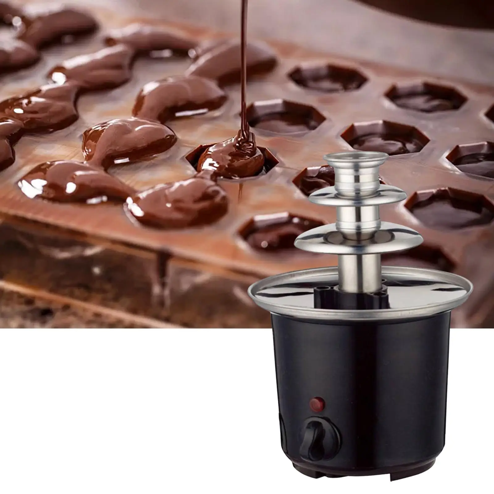 Chocolate Fondue Fountain with Three Layers Creative plug:EU Fondue Fountain Hotpot Chocolate Fountain for home,christmas