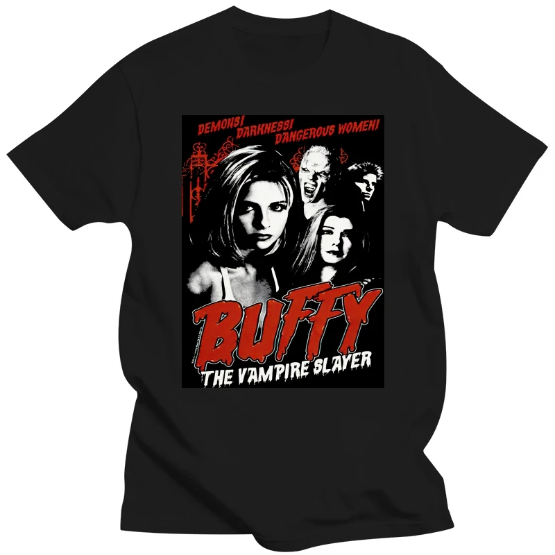 Tee Shirt Printing Buffy The Vampire Slayer Cult Poster Black Juniors Women T Shirt Tee Short Sleeve Top O Neck T Shirt For Men