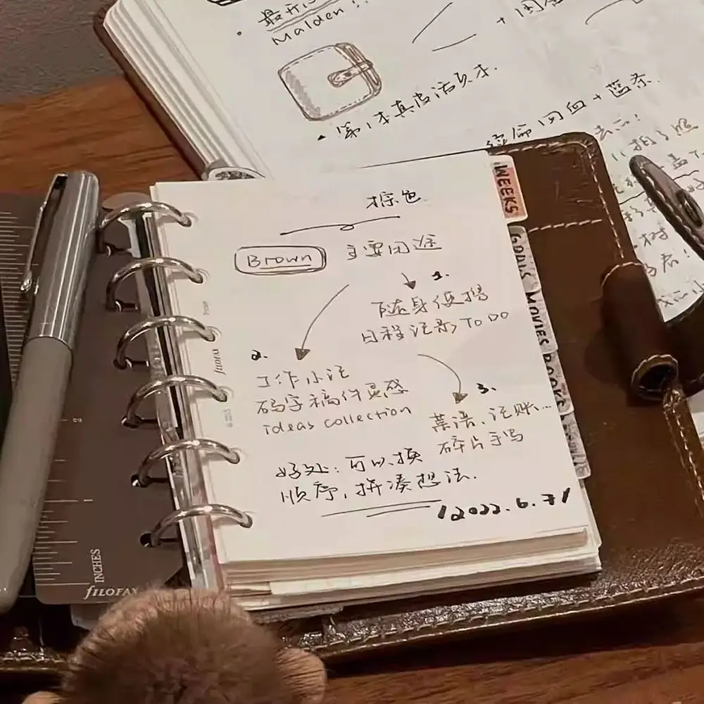 with 40 Sheets Inner Cover Binder Cover 6 Hole DIY Binder Loose Leaf Notebook Waterproof Stationery File Folder Student