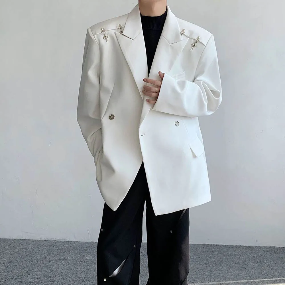 

Autumn New Men's Solid Color Long-Sleeved Suit Jacket American Retro Fashion Trend Leisure High Street Loose Men's Tops 2025