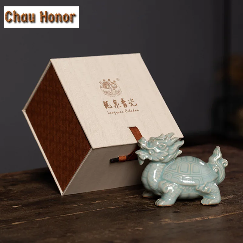 Longquan Celadon Dragon Turtle Tea Pet Elegant Tea Sculpture Tea Figurine Play Toys Tea Statue Ornaments Tea Ceremony Supplies view 6