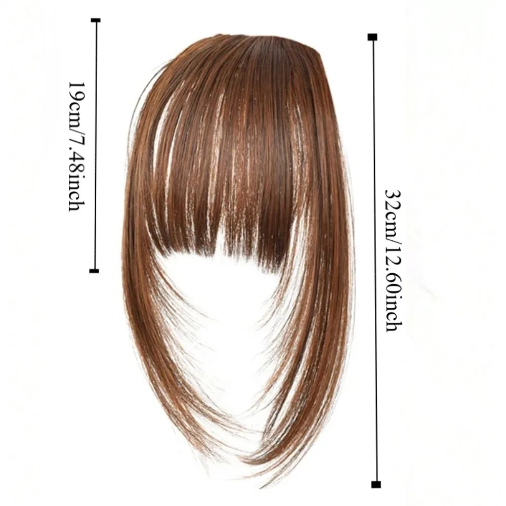Dark Brown Synthetic Hair Clip-In Bangs Natural Look Front Hair Cut Wispy Fringe with Sideburns Hair Extension Hairpiece