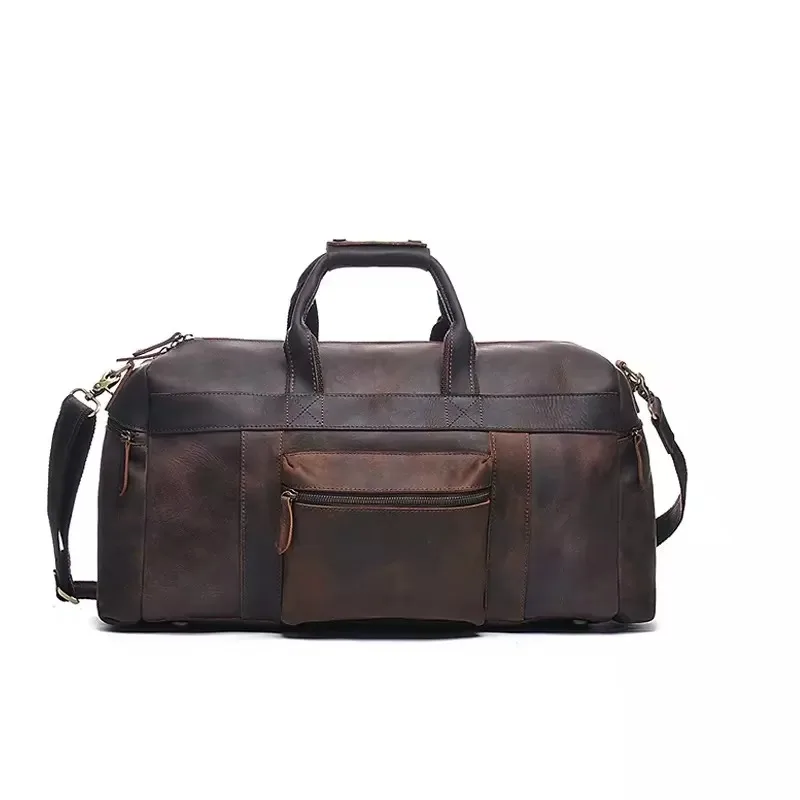 Hot Sale Oil Wax Gym Men's Custom Logo Hiking Backpack Leather Canvas Fashion Adjustable Lined Travel Duffel Bag